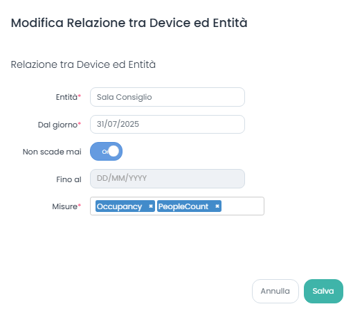 Modifica relazione Device