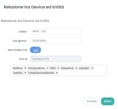 Aggiungi Relazione tra ZoneWU ed Entità