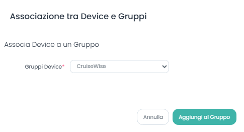 Aggiungi Relazione tra Dragino e Gruppo