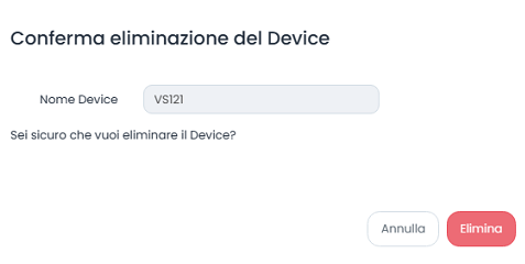 Conferma Eliminazione Device Milesight VS121