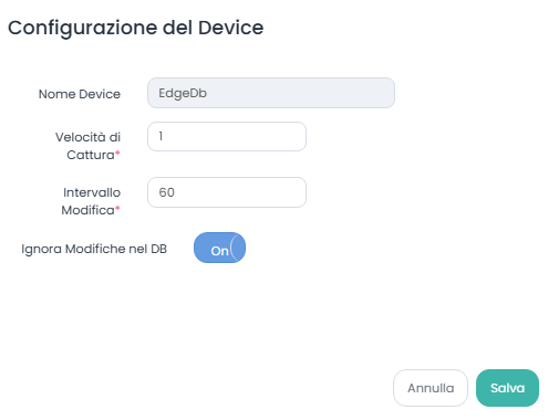 Modifica Config Data base