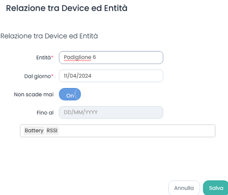 Aggiungi Relazione tra Milesight DS3604 ed Entità