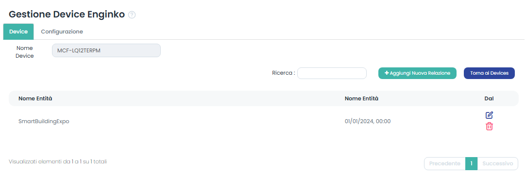 Gestione Relazioni tra Device ed Entità
