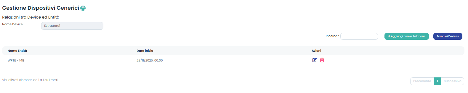 Gestione Relazioni tra Device ed Entità