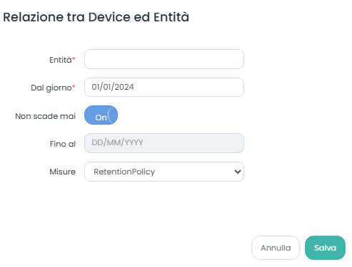 Modifica relazione Entità Retention