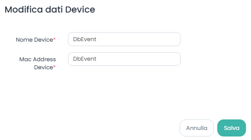 Modifica dati Device Retention