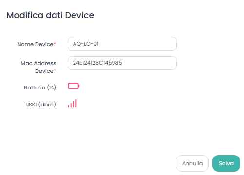 Modifica dati Device Milesight