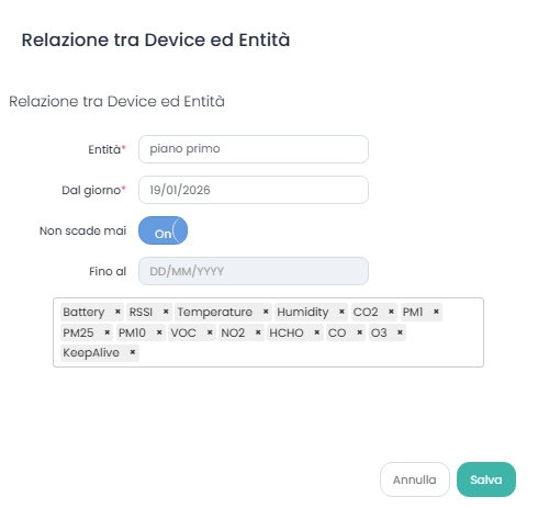 Aggiungi Relazione tra AtomSenses ed Entità