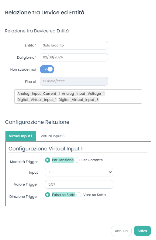 Aggiungi Relazione tra Milesight UC500 ed Entità