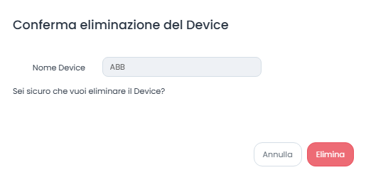 Conferma Eliminazione Device