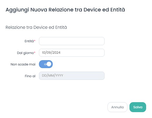 Aggiungi Relazione tra ProfiBus ed Entità