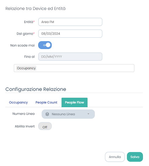 Aggiungi Relazione tra Milesight VS133 ed Entità