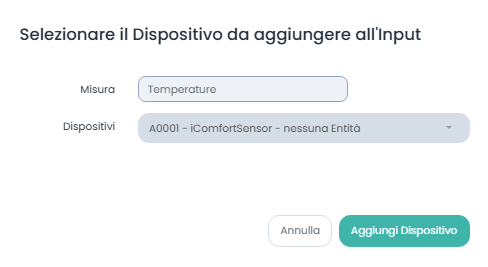 Aggiungi dispositivo Input