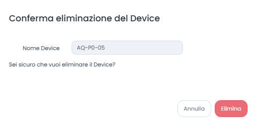 Conferma Eliminazione Device Milesight