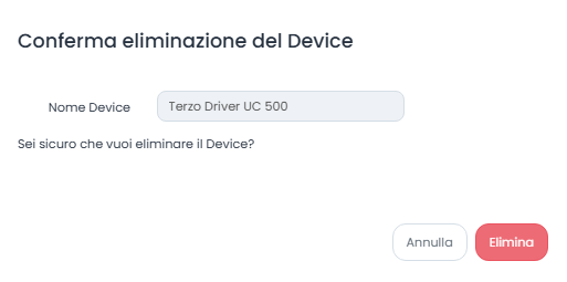 Conferma Eliminazione Device Milesight UC500