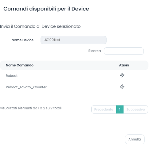 Invia comandi remoti al Device Milesight