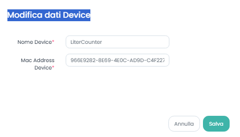 Modifica dati Device