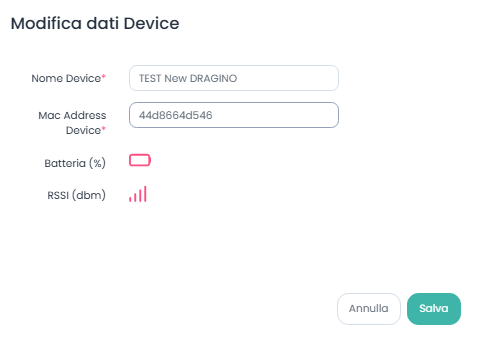 Modifica dati Device