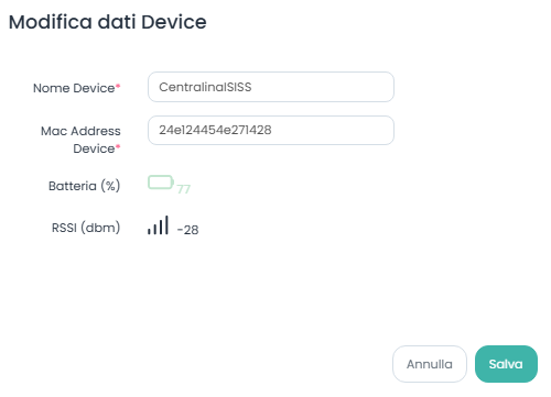 Modifica dati Device WTS506