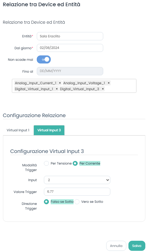 Modifica Relazione tra Milesight UC500 ed Entità