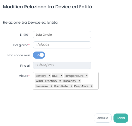 Modifica relazione Device WTS506