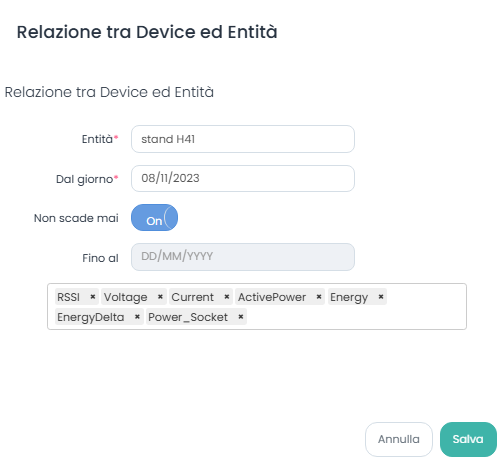 Modifica relazione Device Milesight