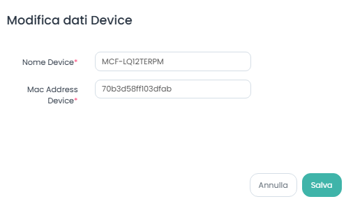 Modifica dati Device MCF-LQ12TERPM