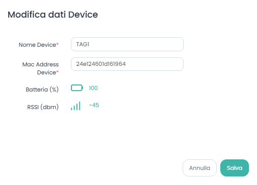 Modifica dati Device DS3604