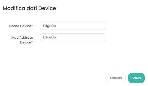 Modifica dati Device Data base