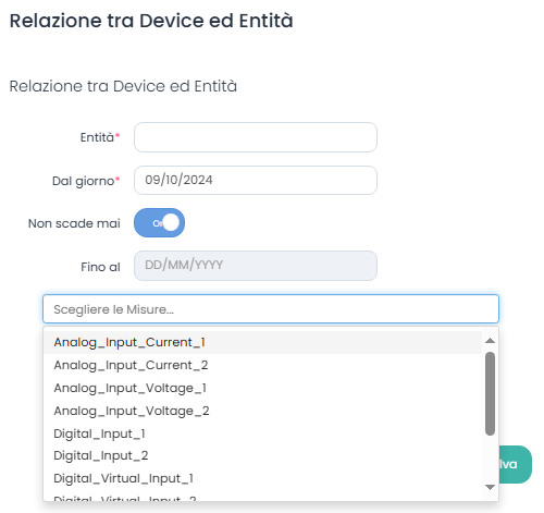 Aggiungi Relazione tra Milesight ed Entità